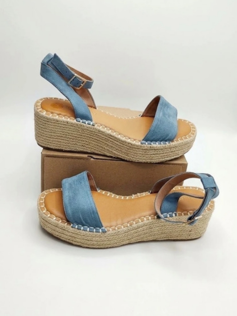 Kelly & Katie Blue Espadrille Wedge Sandals